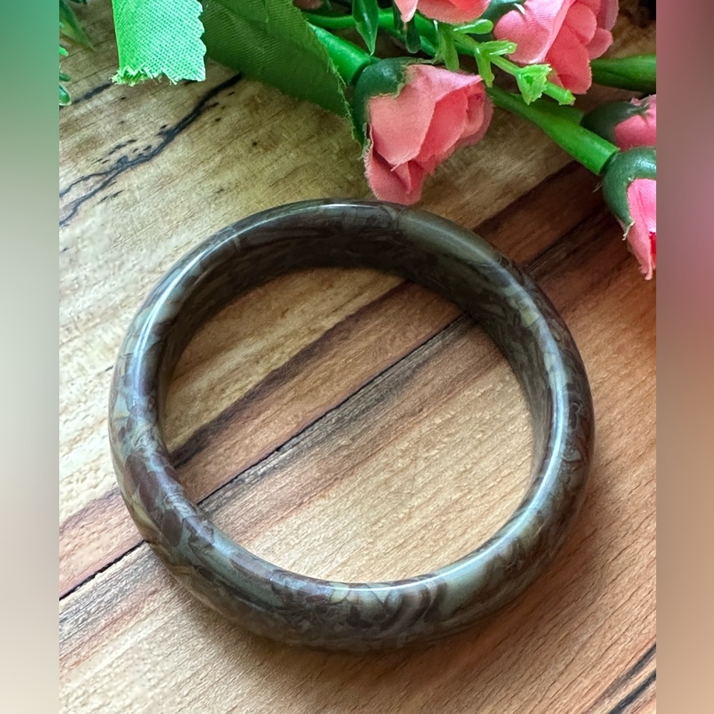 🔥🌟 STUNNING 🌟🔥 Natural Brown Red Jade Bangle Bracelet APPROX 6.67-7.5 size